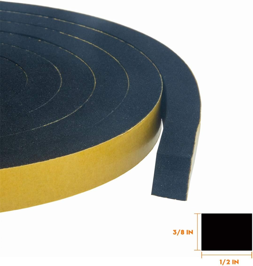 High Density Foam Tape 2-Pack, 1/2 Inch Wide X 3/8 Inch Thick, Self-Adhesive …
