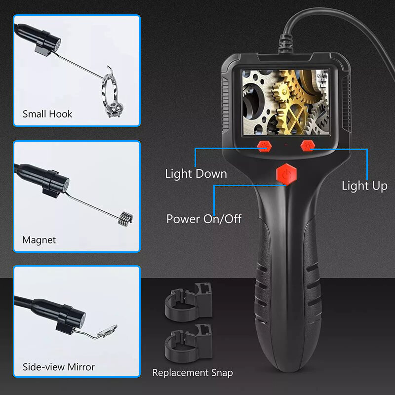 LED 1080P HD Handheld Industrial Endoscope 8mm Borescope Inspection Snake Camera