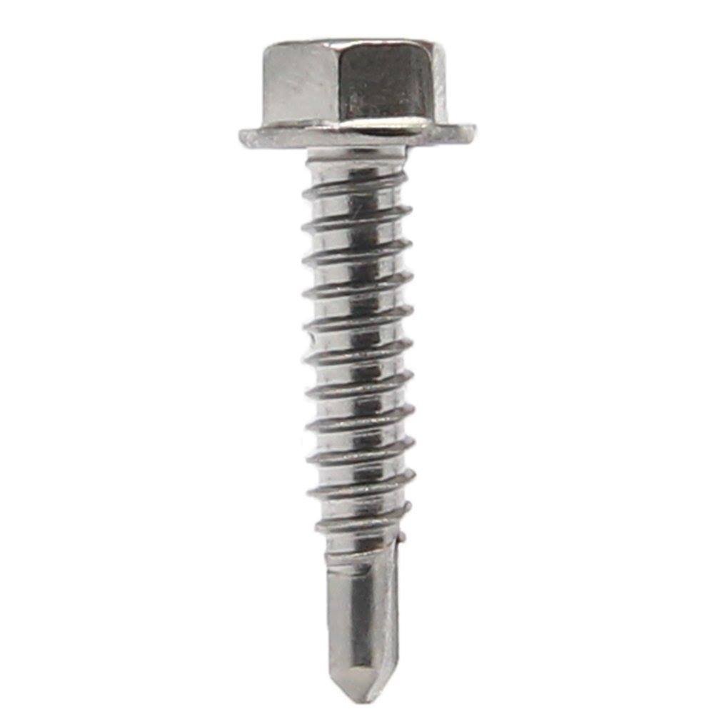#8 x 1″ Hex Washer Head Self Drilling Tek Screws Stainless Steel 410 Qty 50