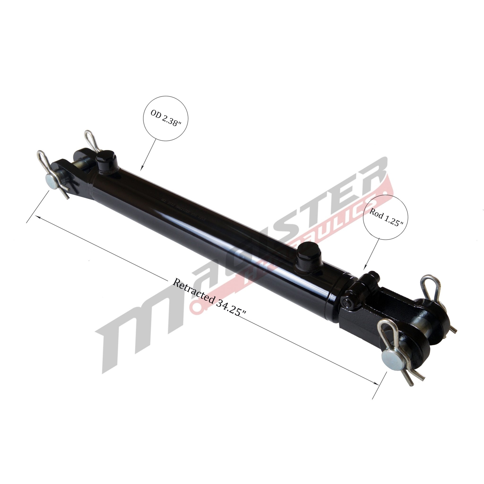Hydraulic Cylinder Welded Double Acting 2″ Bore 24″ Stroke Clevis End 2×24 NEW