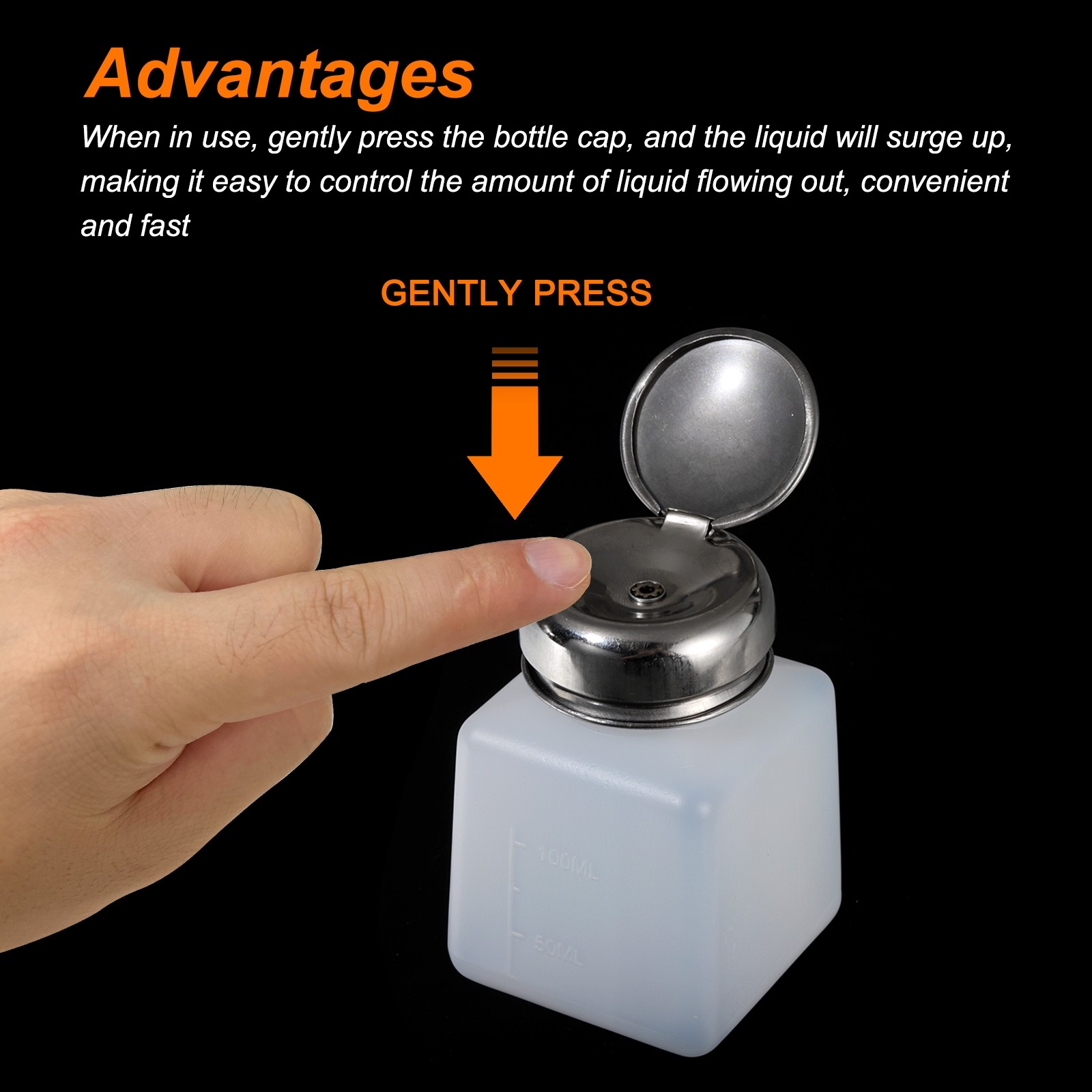 5Pack 3.4 Oz/100ml Alcohol Push Down Pump Dispenser Bottle Press White