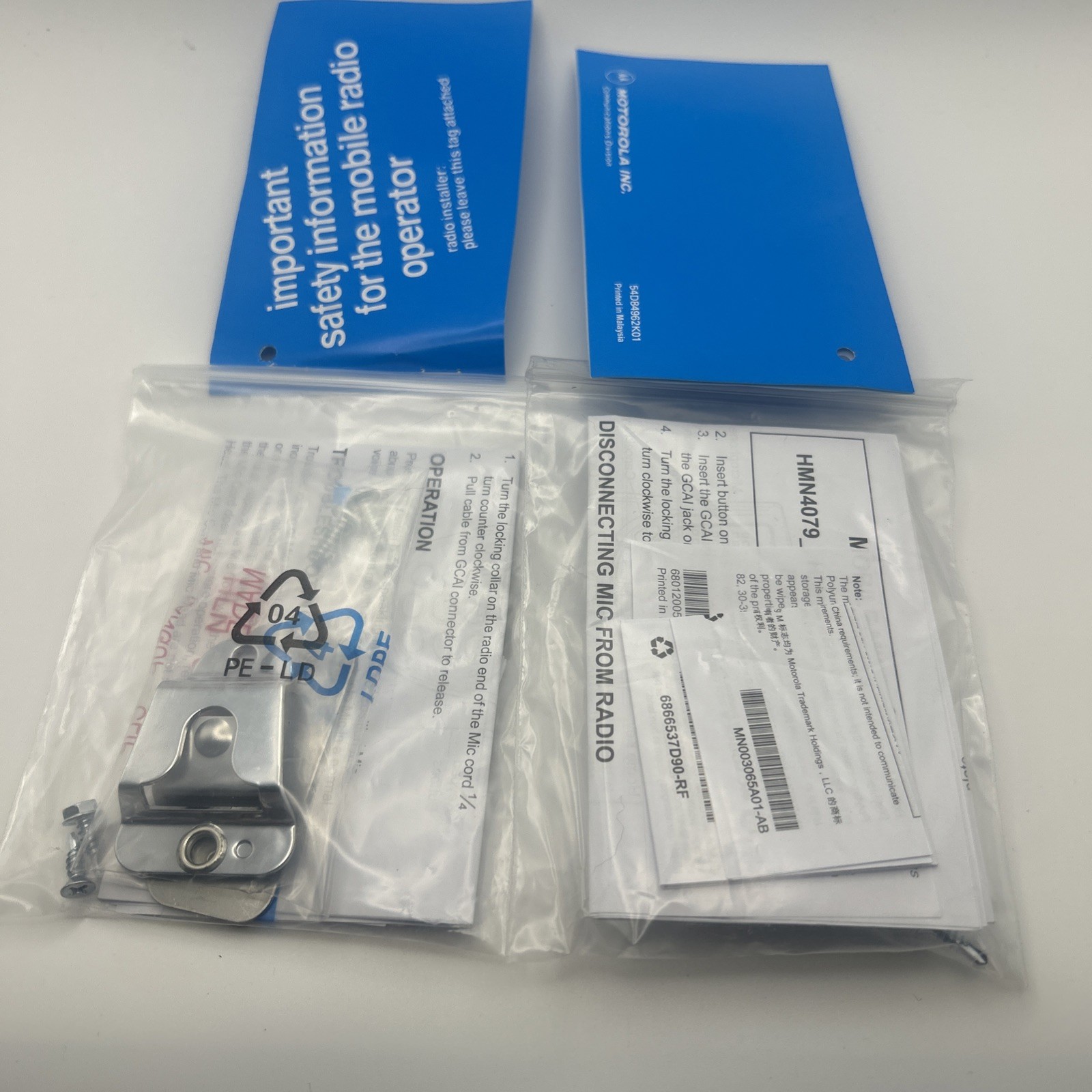Lot Of 2 Genuine OEM Motorola HLN5391 Palm Microphone Hang-Up Clip APX Series