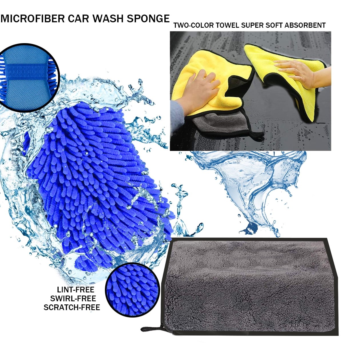 Professional Car Wash and Interior Detailing Kit with Microfiber Accessories