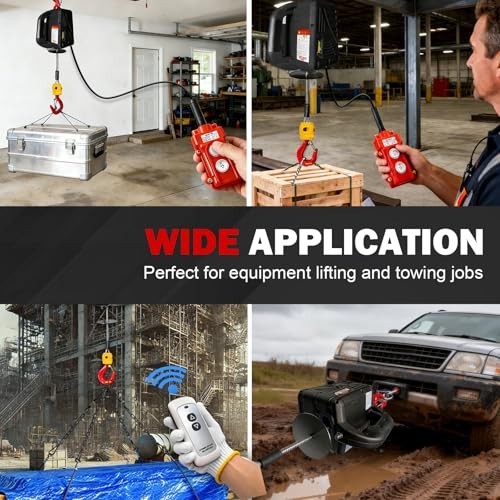 Electric Portable Hoist Winch 1540 lb 110V 25 ft with Lifting Strap
