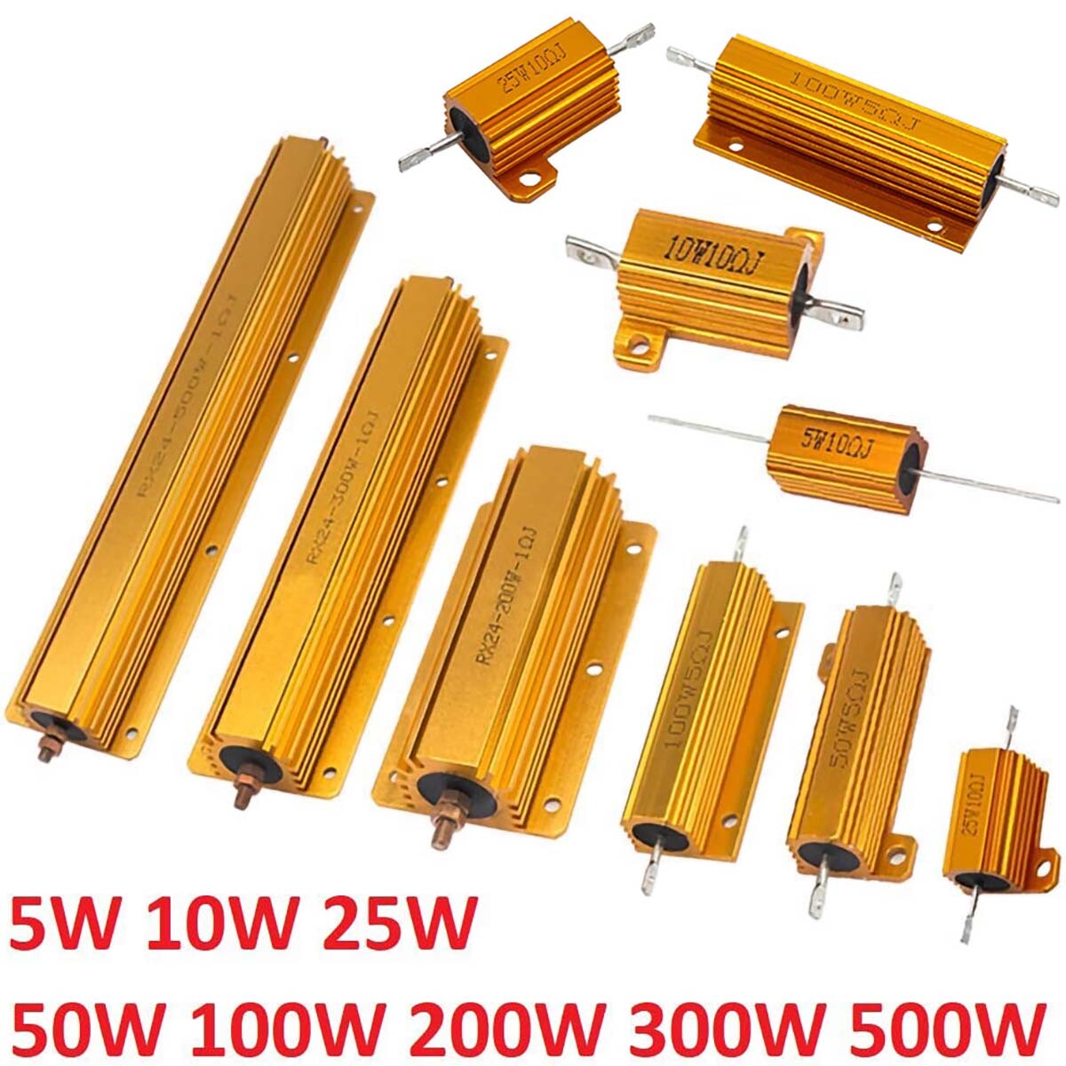 5W – 500W Watt High Power Aluminum shell Wirewound Metal Resistor 0.1Ω – 15KΩ
