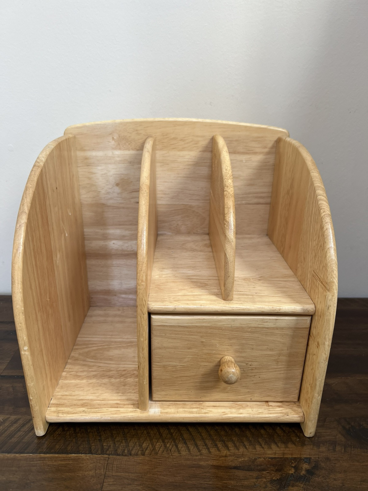 Pomerantz Wood Desk Organizer School Office Home Tabletop Drawer Storage Oak