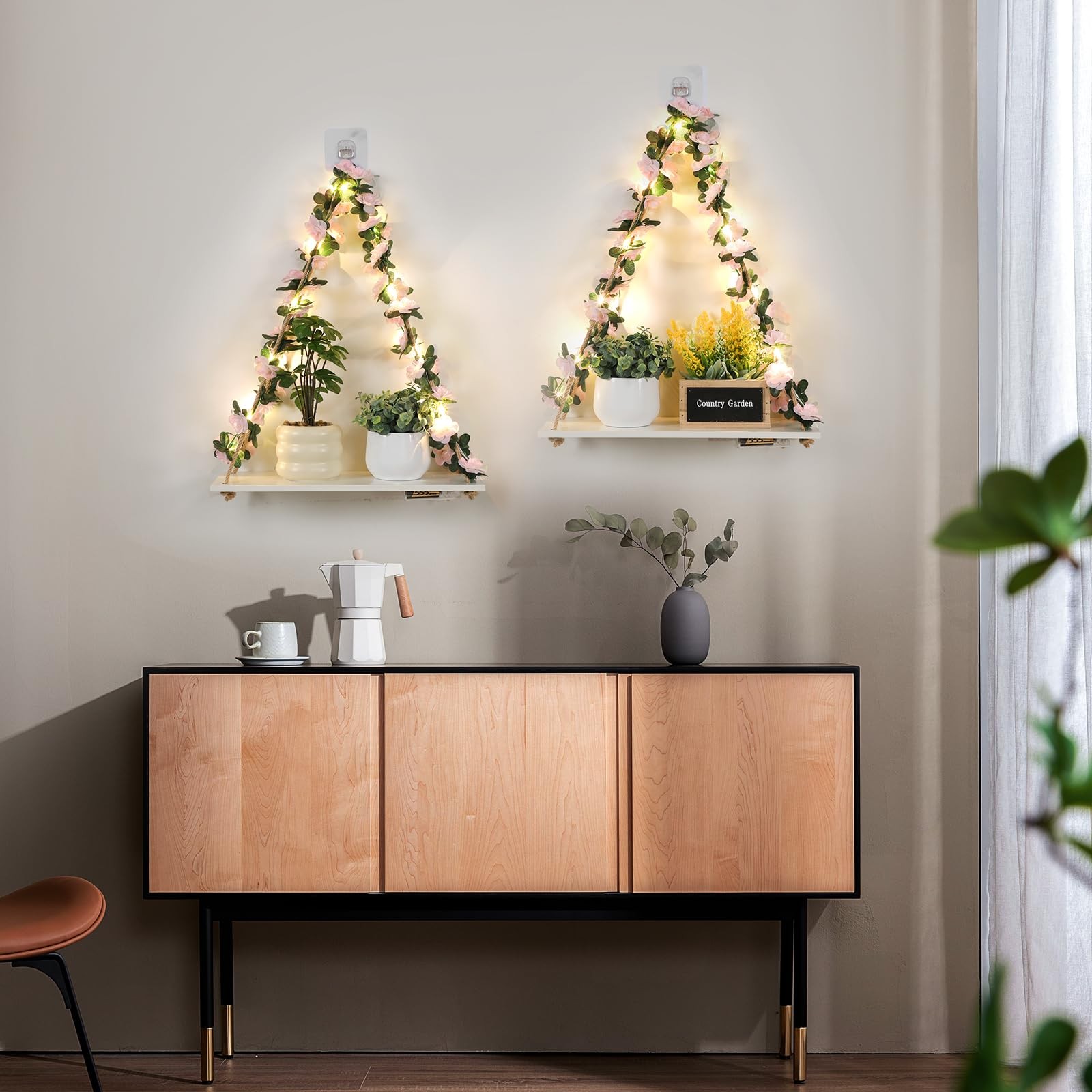 EXIN DECHEN Floating Shelves for Wall No Drilling,Wall Shelves,Hanging Shelf,Lea