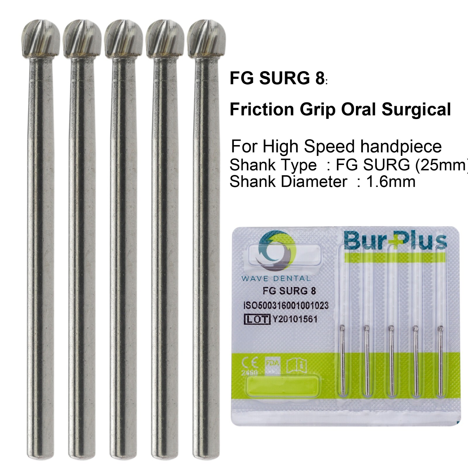 Wave Dental Surgical Bur Round 1/4 1/2 2 4 6 8 1 Carbide Bur FG High Speed 25mm