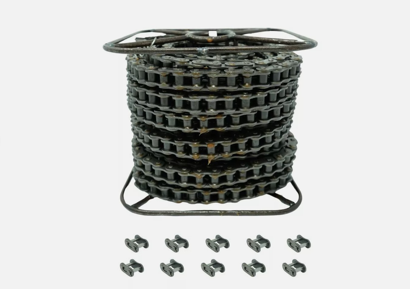 #41NP Roller Chain Nickel-plated 1/2″ Pitch 100 Feet – 10 Connecting Master Link