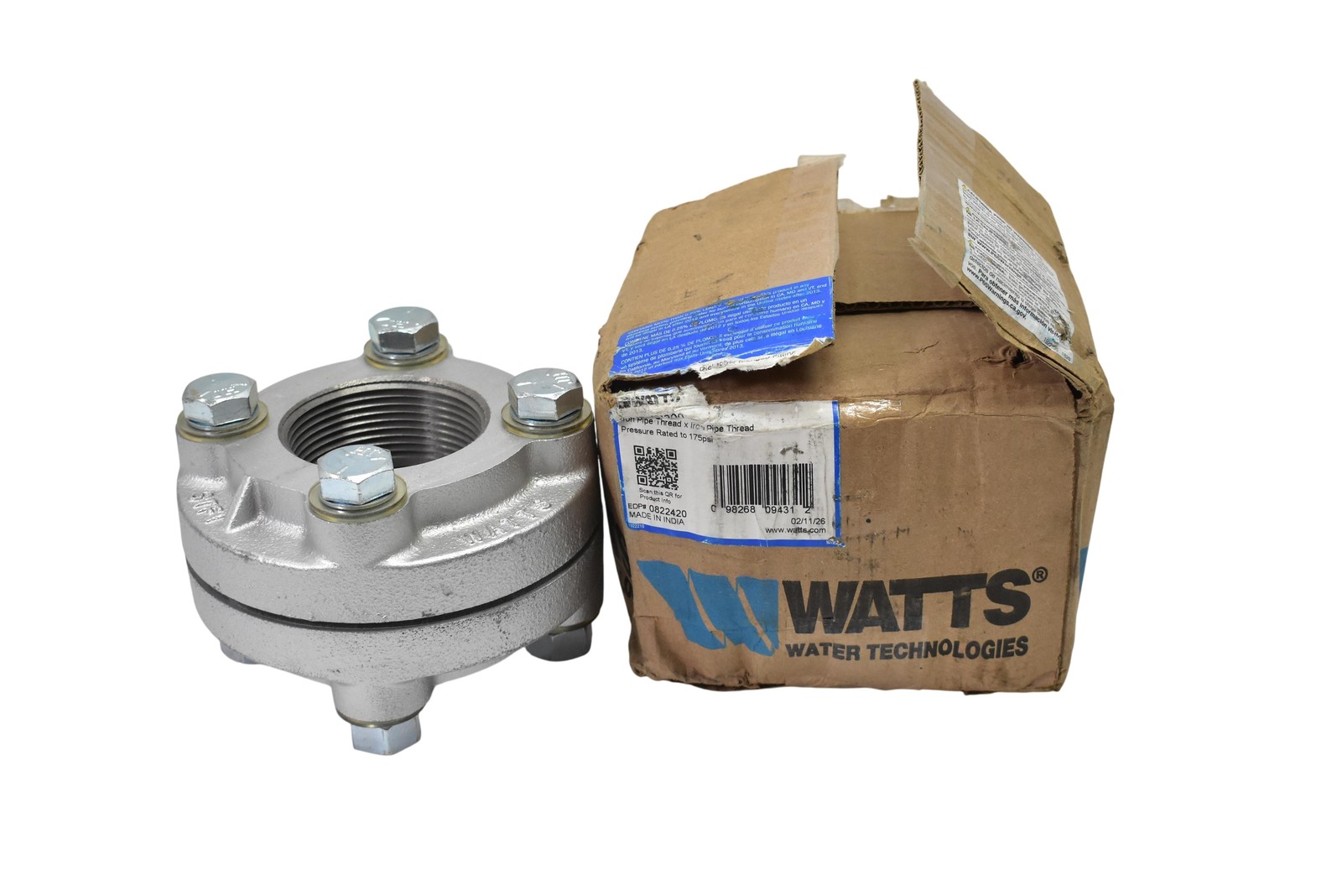 WATTS Union 2 1/2 In Cast Iron 2 Outlet Corrosion Resistant Silver INDIA