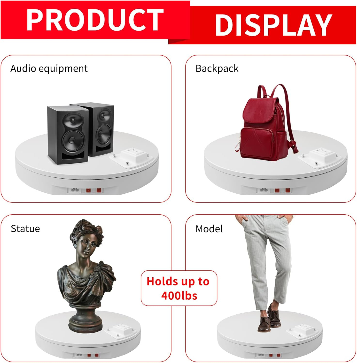 19.7In/50Cm Large Motorized Rotating Display Stand,400Lb Capacity Electric Rotar