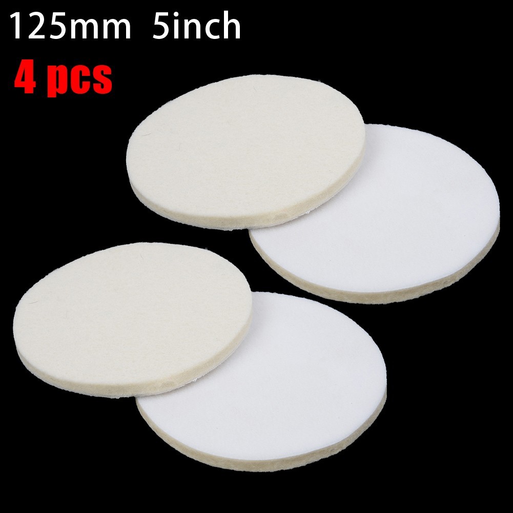 4Pcs 125mm/5Inch Wool Buffing Grinder Wheel Felt Polishing Disc Pad Set Tool