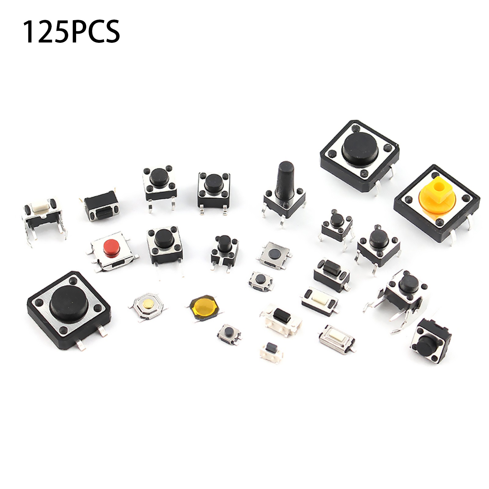25-Type Micro Switch Push Tact Button ON/OFF Touch Button Switch Assortment Kit