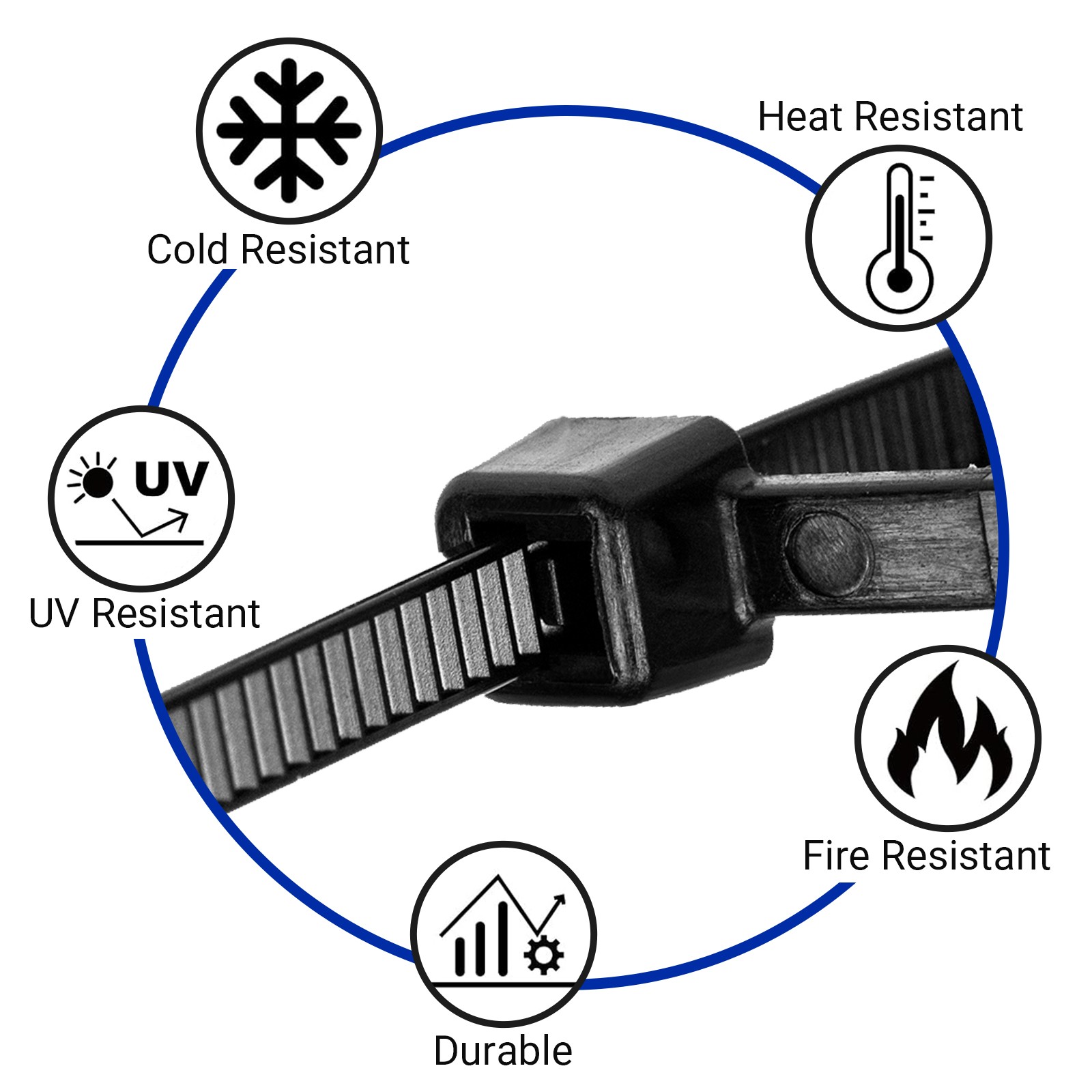200Pcs Black Heavy Duty Cable Zip Ties UV Resistant 6 8 10 Inch