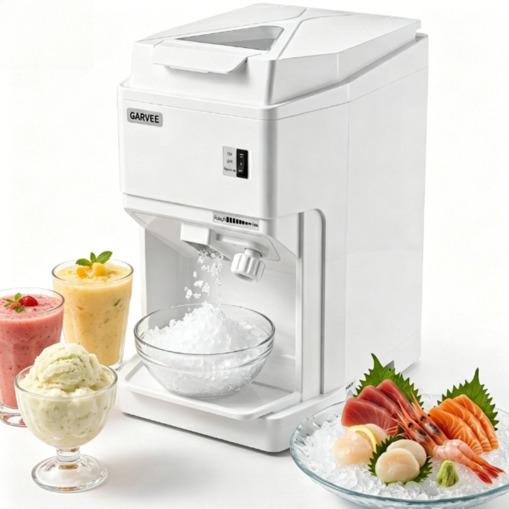 300LBS/H Electric Snow Cone Maker 500W 500RPM Tabletop Ice Crusher 5.07LB Hopper