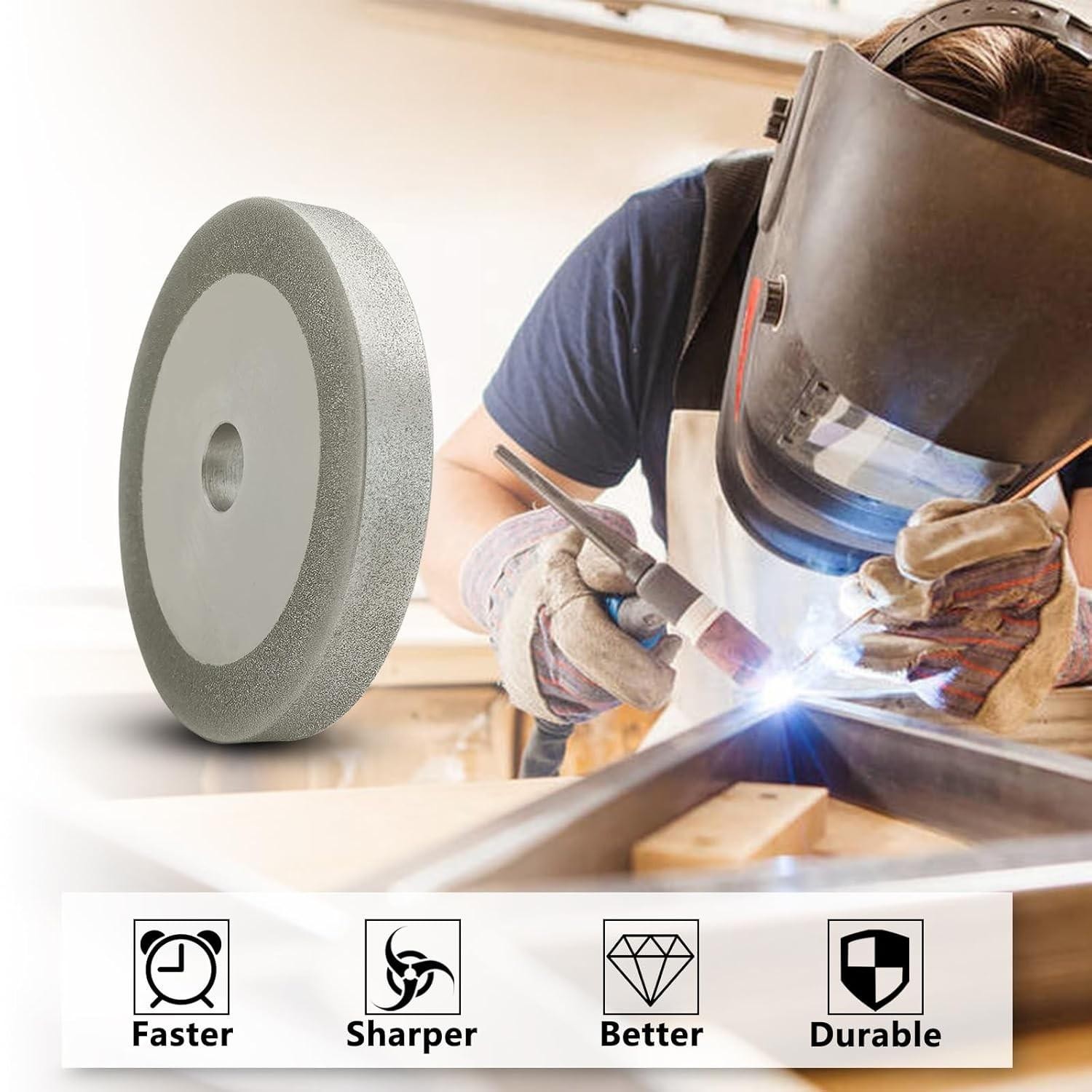 3 Inch Flat Diamond Grinding Wheel 150 Grit, 1/2″ Arbor, 10mm Wide for Grindi…