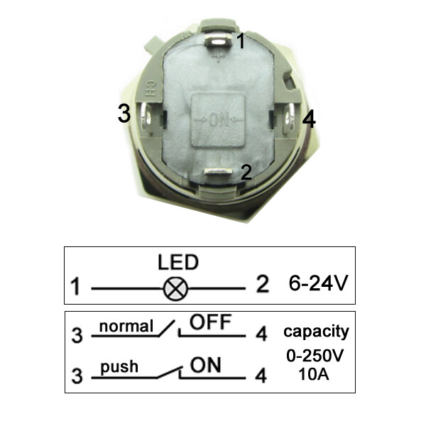 Round 10A Metal Push Button Switch Waterproof 6V 9V 12V 24V DC6-24V LED Light