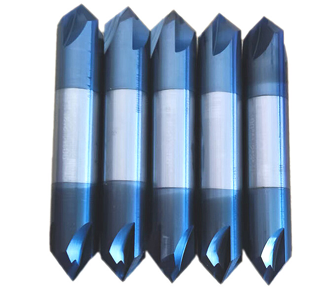 5Pcs 1/2″ 4 Flute 90 Degree Solid Carbide Chamfer Mill-Double End – AlTiN Coated