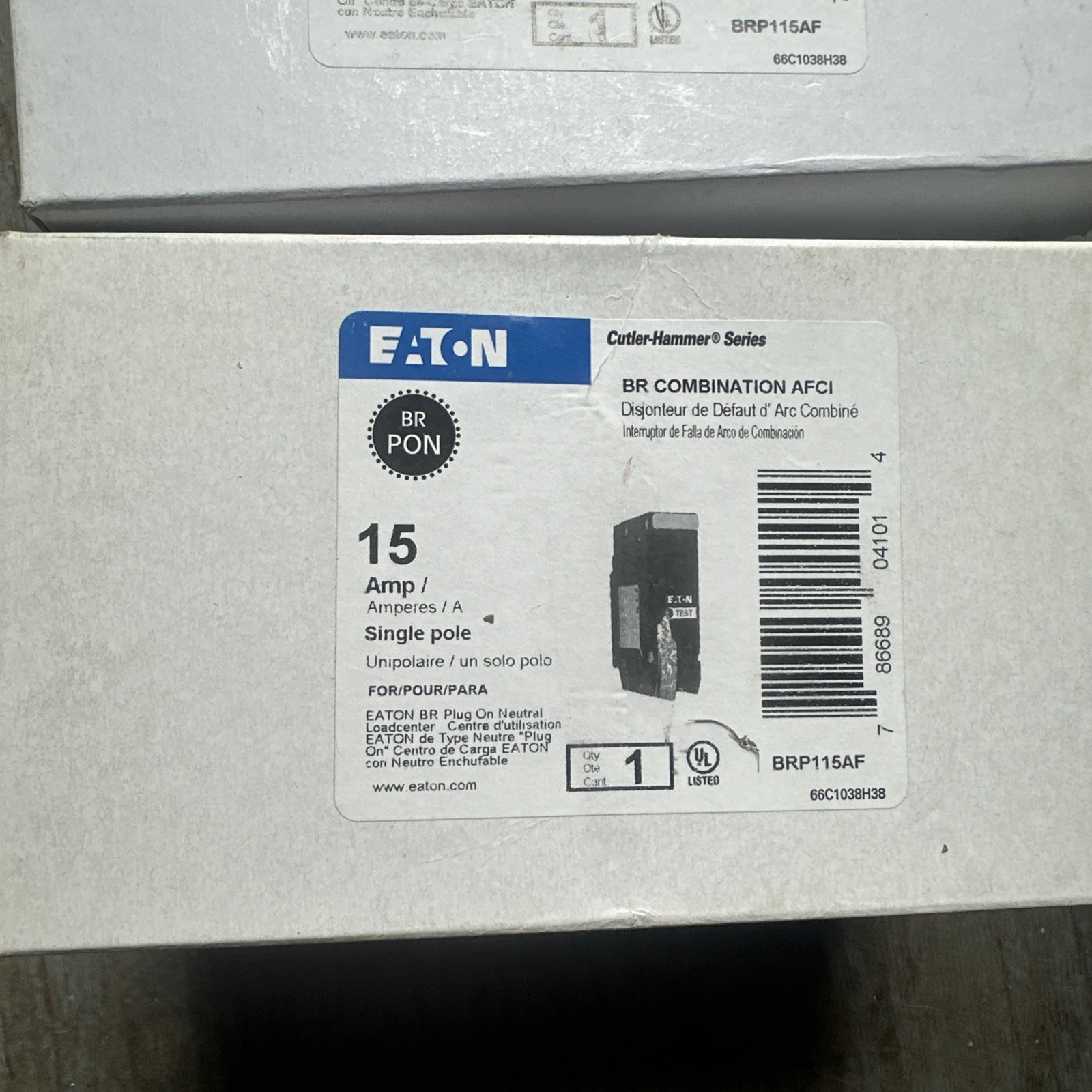 Eaton BRP115AF 120/240V 15A Single Phase Circuit Breaker