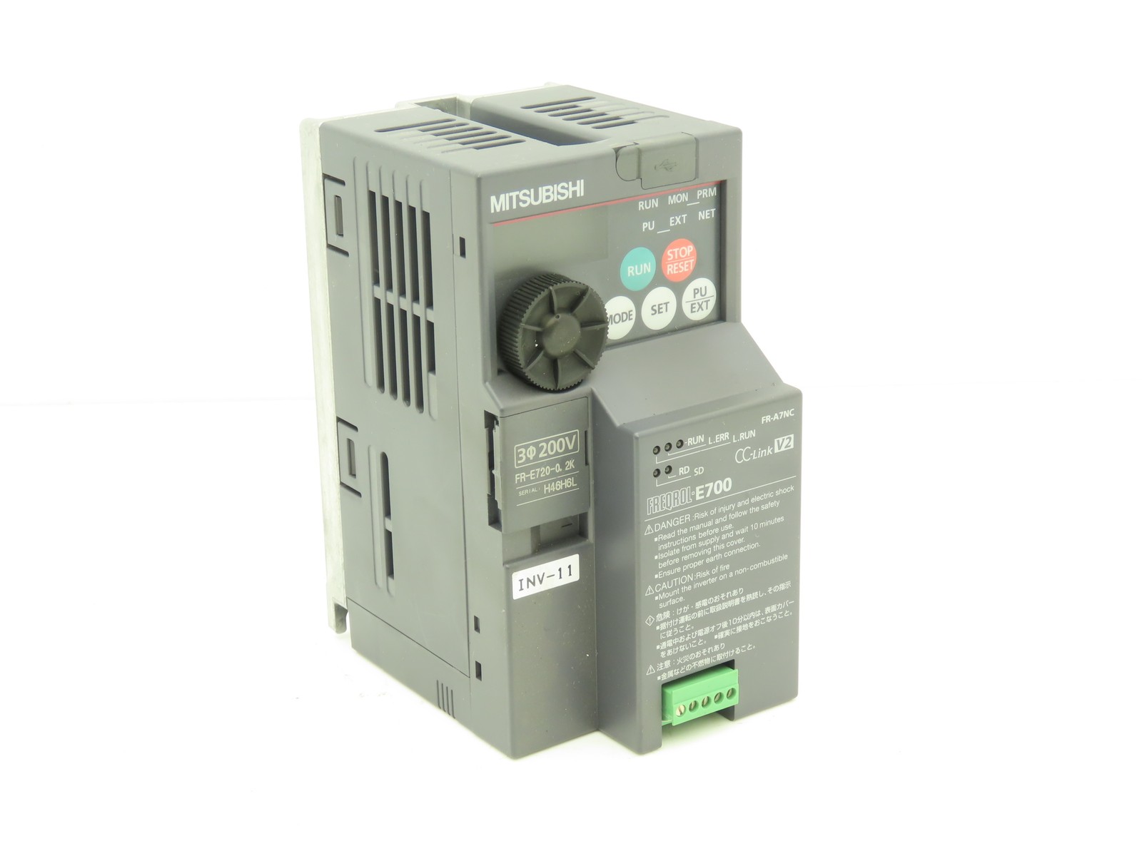 Mitsubishi FR-E720-0.2K AC Servo Drive 0.2kW 1/4Hp 200-240V 3Ph w/CC-Link Module