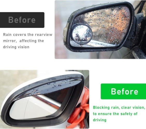 2 PCS Black Side Mirror Rain Guards, Waterproof Visor Eyebrow for Color: Black