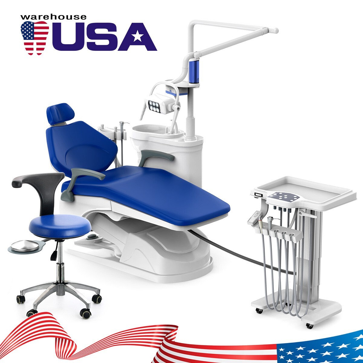 Tuojian Dental Unit Chair Computer Controlled DC Motor PU Hard Leather+Stool FDA