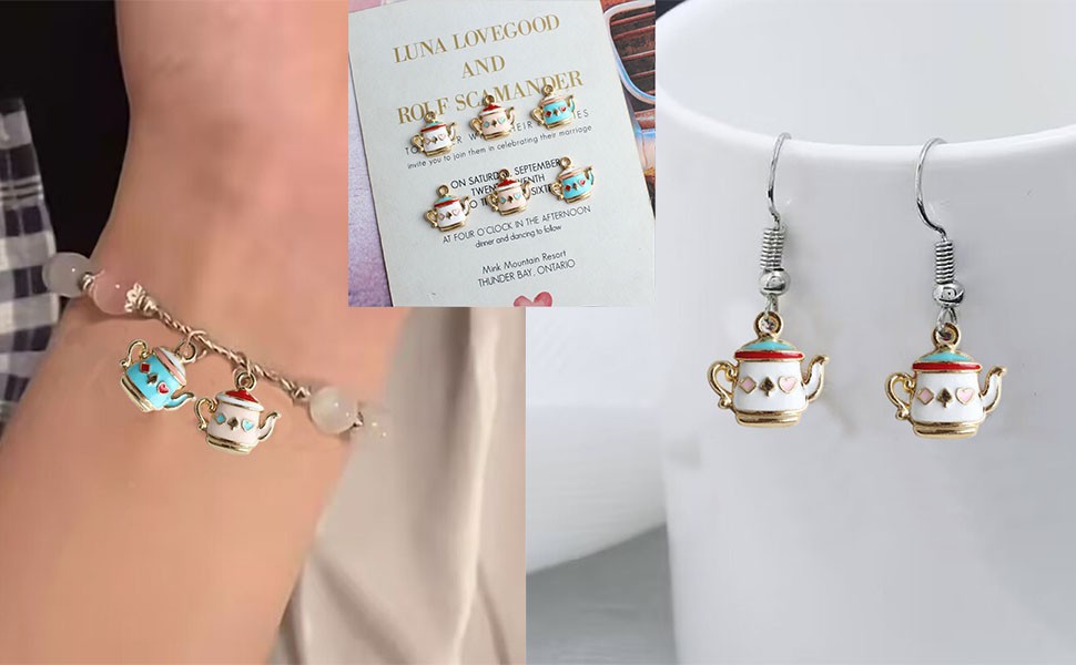 Creative Enamel Teapot Charms 30 Pcs Alloy Kettle Charms Coffee Tea Kettle Pot