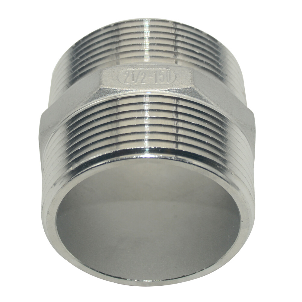 2-1/2″ in Male to Male Pipe Fitting Hex Nipple NPT Stainless Steel 304 connector