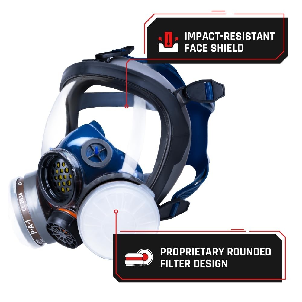 Full Face Respirator Mask – Air Purifying, Organic Vapor & Particulate -…