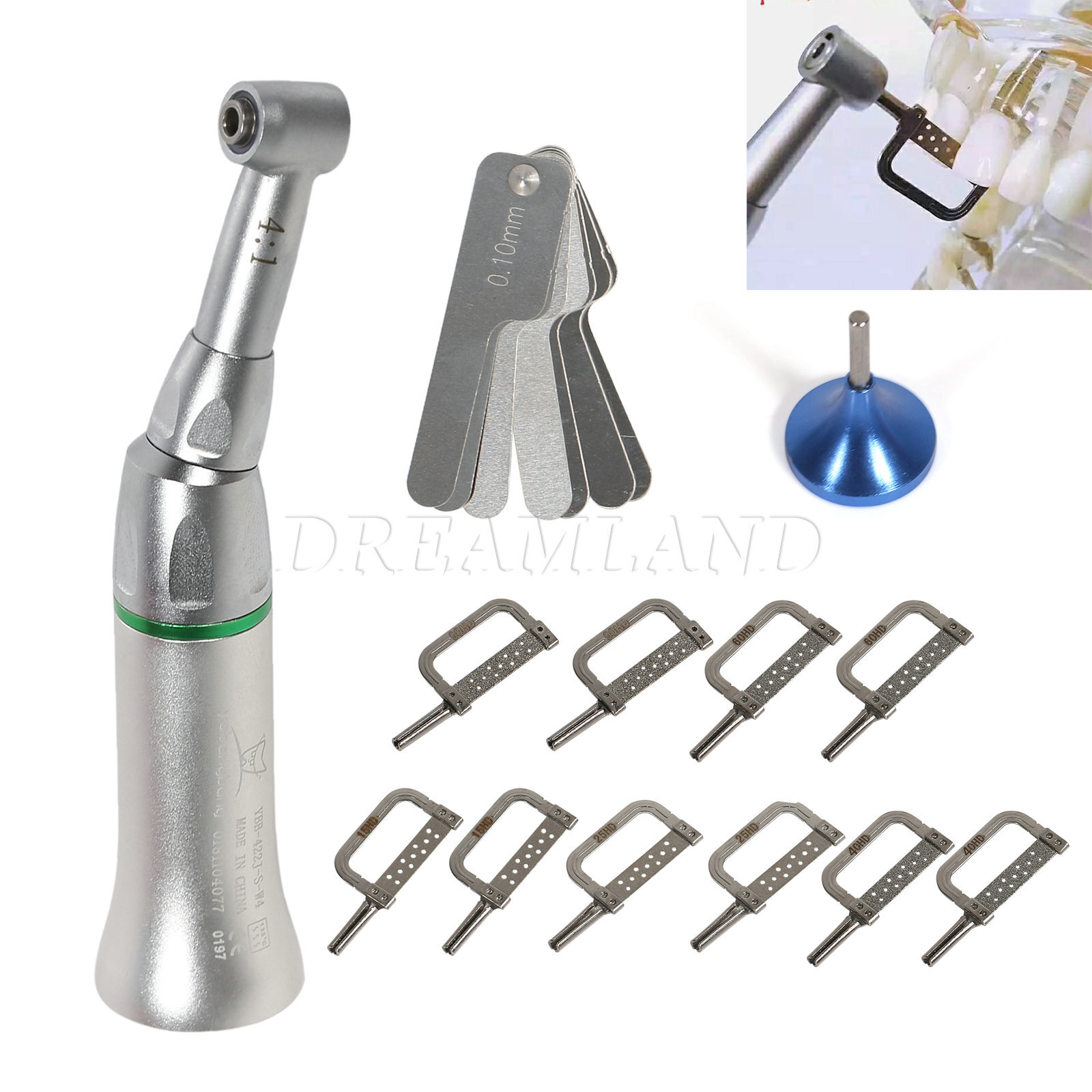 4:1 Reduction Dental Contra Angle IPR Handpiece w/10PCS Interproximal Strips