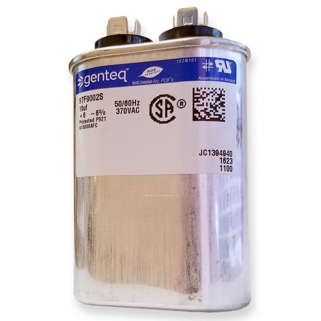 GE 97F9002 – 10 Uf MFD 370 VAC Volt Replacement Oval Run Capacitor