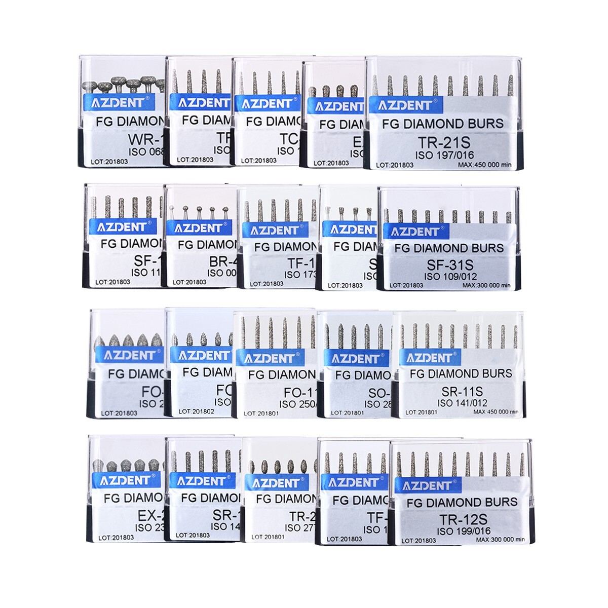 10 Boxes Mango de alta velocidad de diamante ultragrueso dental FG1.6mm 450,000