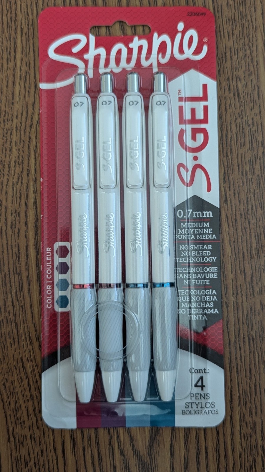 SHARPIE S-Gel Pens, Pearl White Body, Medium 4 Count (Pack of 1), Bold Jewel