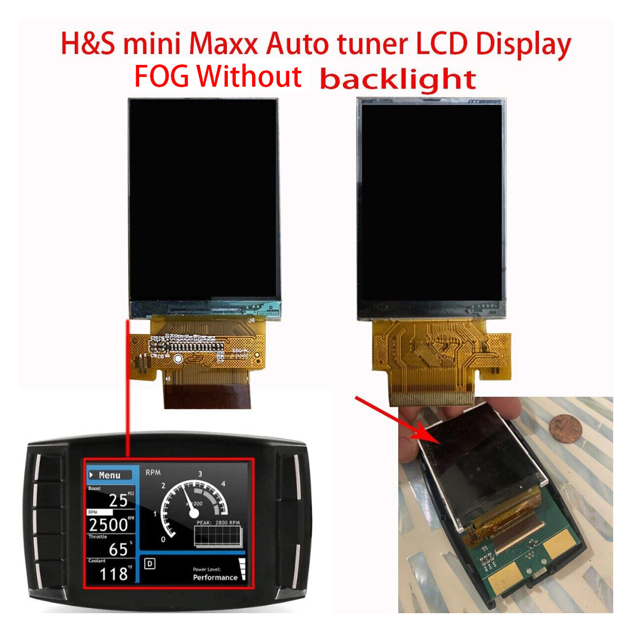 LCD Display Screen H&S mini Maxx FOG Without backlight Replacement