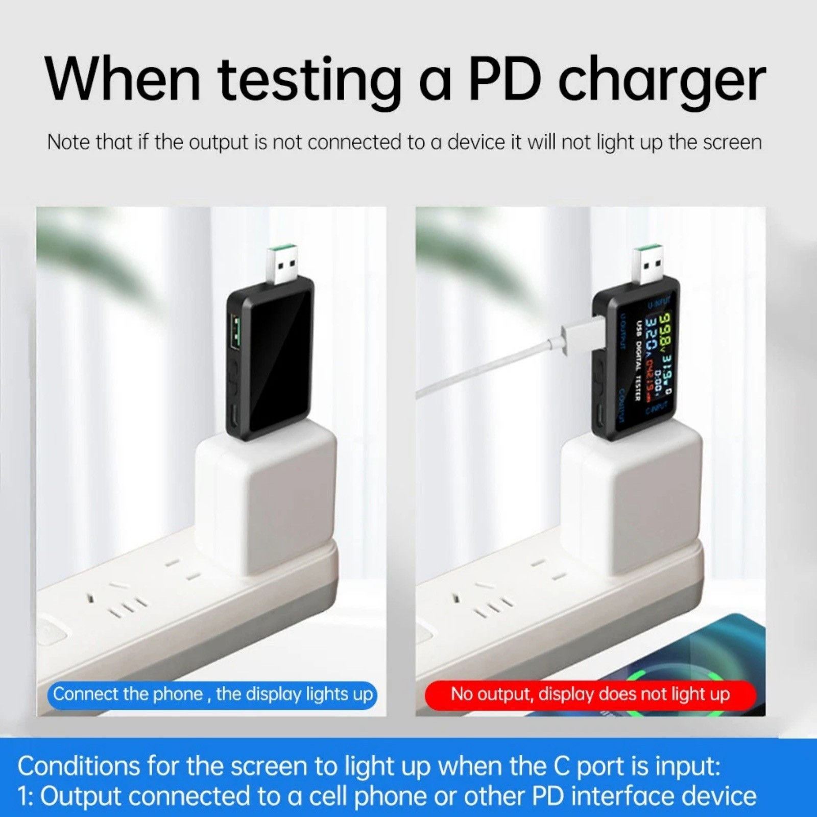 High Quality USB C Power Meter with LCD Display for Fast Charging Detection