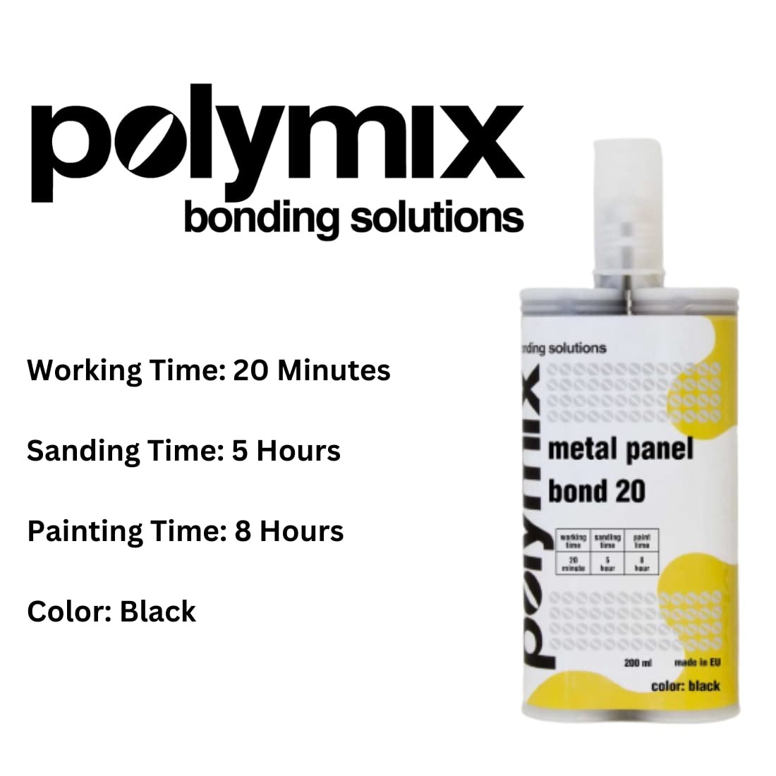 Panel Bond 20 Adhesive 200ml Cartridge & Two Application Mixing Nozzles