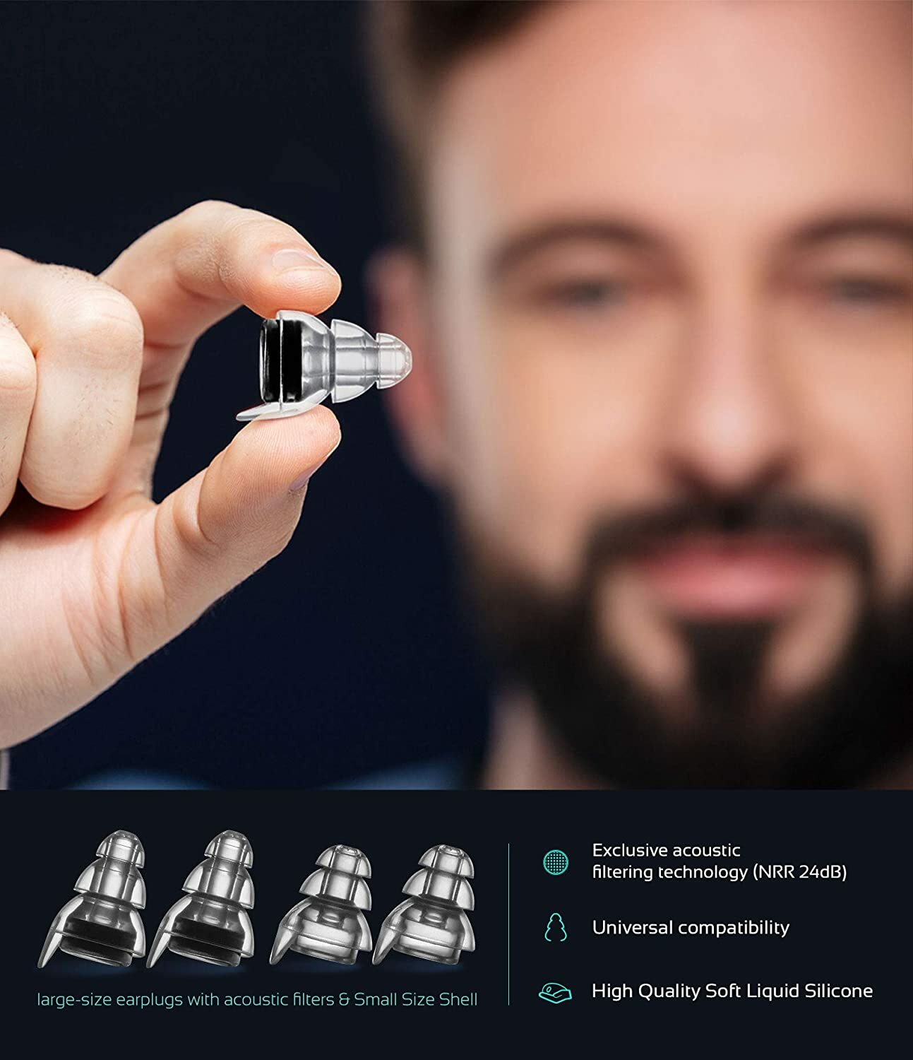 Mumba High Fidelity Ear Plugs, 24dB Advanced Filter Tech Ear Protection 2 Pack