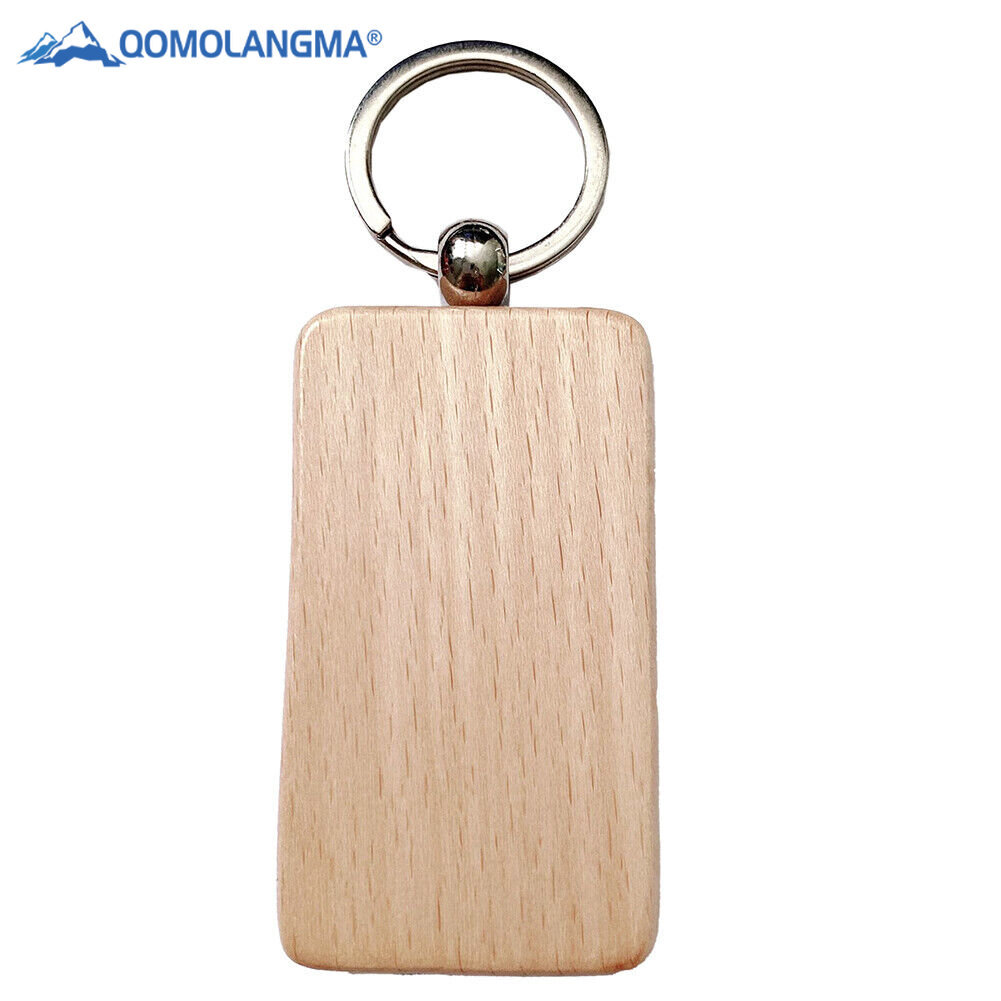 40pcs/pack Rectangle Blank Wood Keychain Diy Custom Wood Key Chains Key Tags