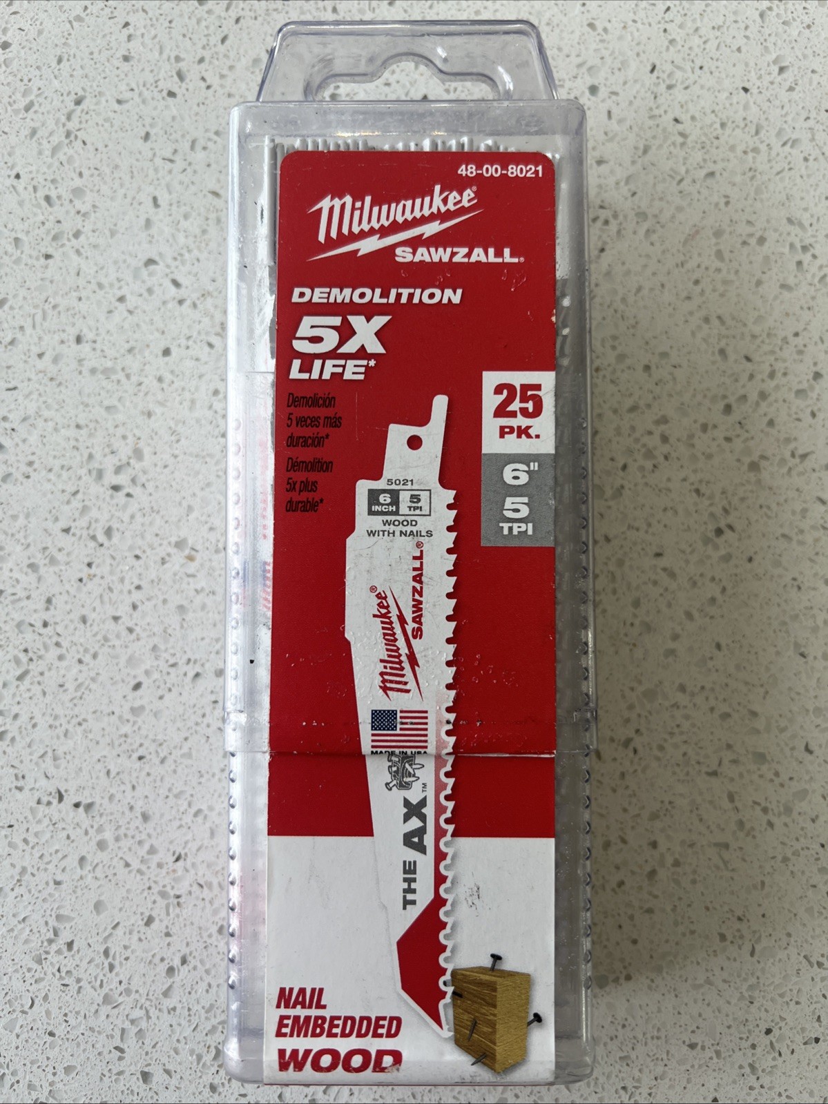 (Pack Of 25) Milwaukee 48-00-8021 6 in. 5 TPI The Ax Sawzall Blade