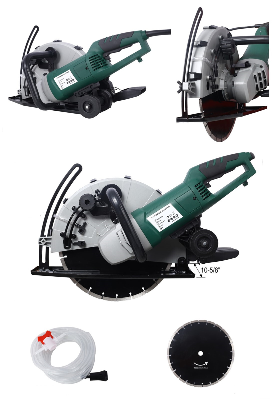 Electric 14-Inch Cut Off Saw Wet/Dry 2600W Concrete Saw Cutter Guide Roller