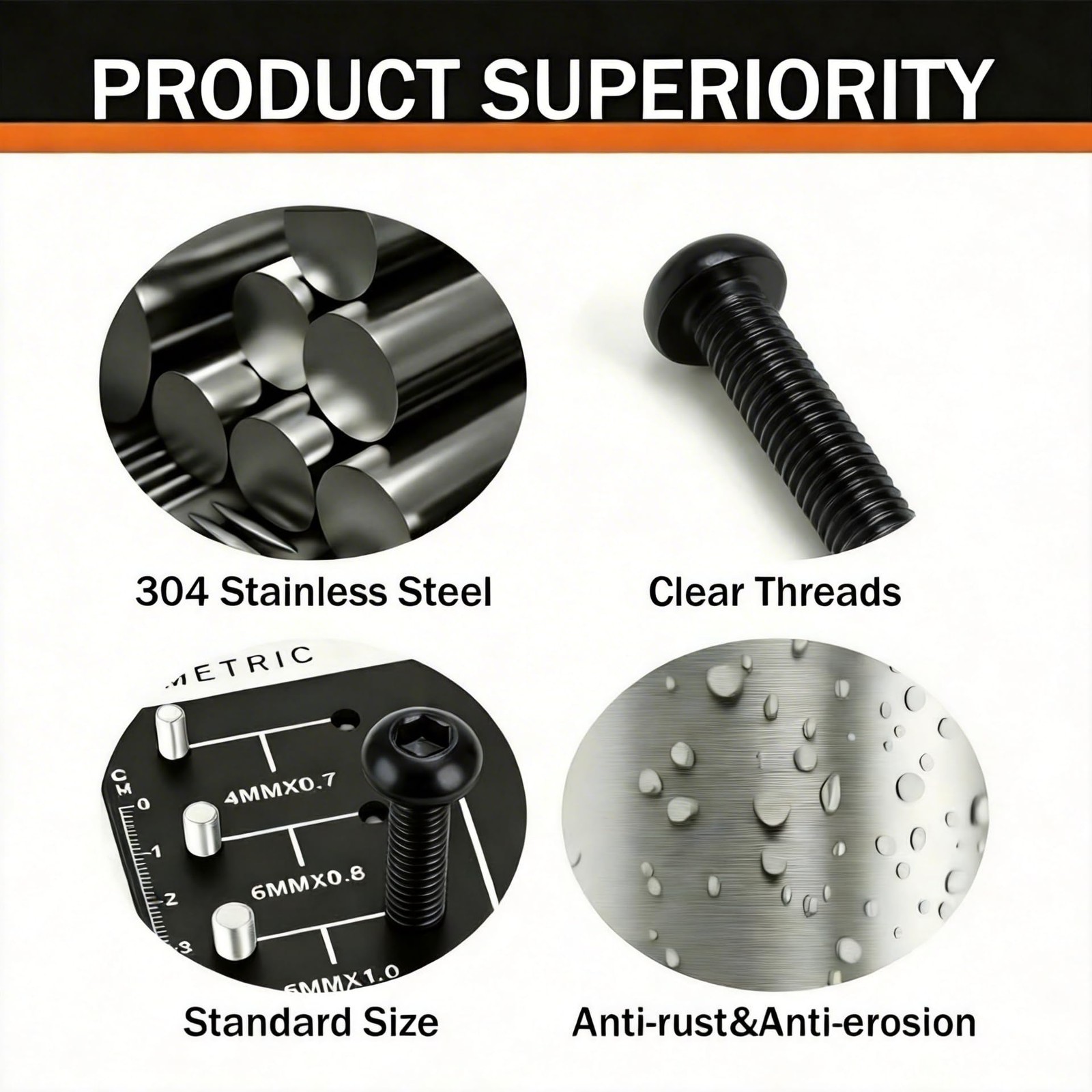 M3 X 4Mm (100 Pack) Button Head Socket Cap Screws, Black Oxide 304 Stainless Ste