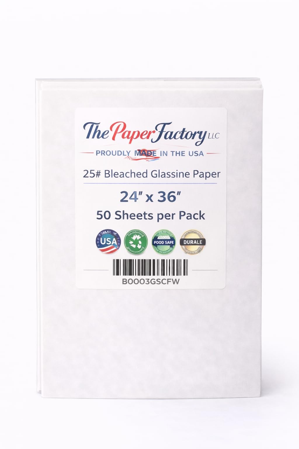 Glassine Paper 24 inches x 36 24 x 36 – 50 Sheets, White