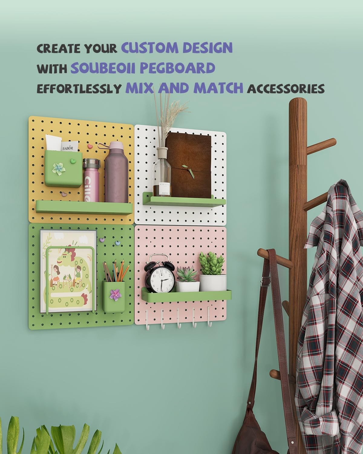 Metal Pegboard Combination Kit — 4 Carbon Steel Pegboards with 26 Accessories…