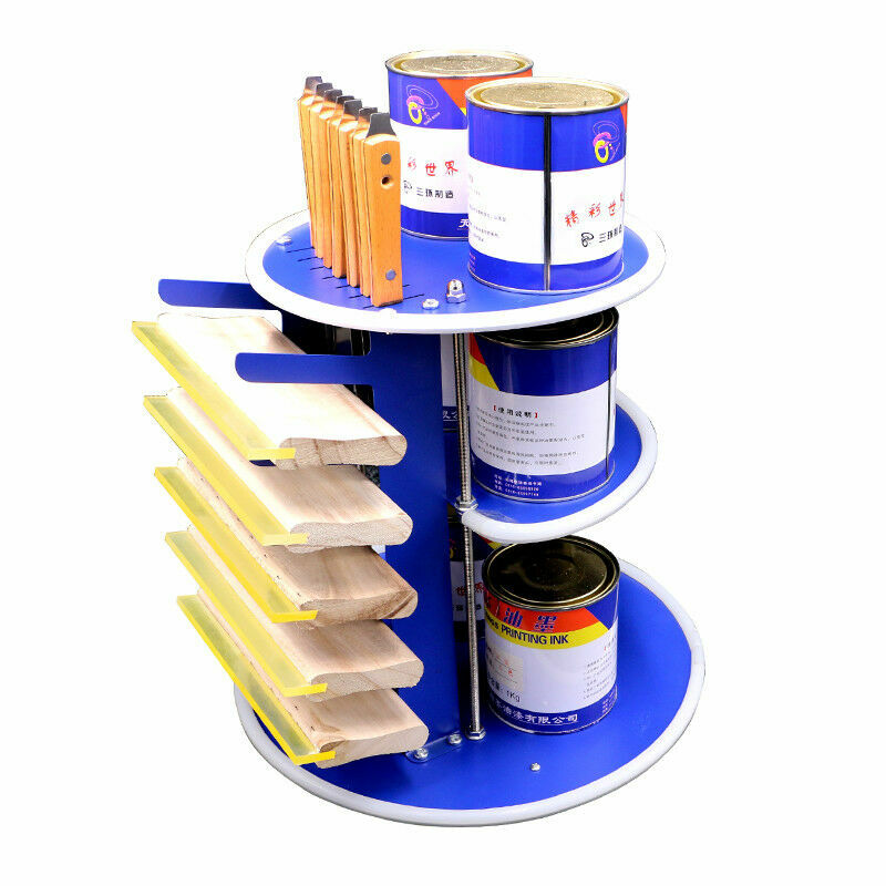 3 Layer Desktop Screen Printing Rotary Storage Rack for Squeegee Spatulas
