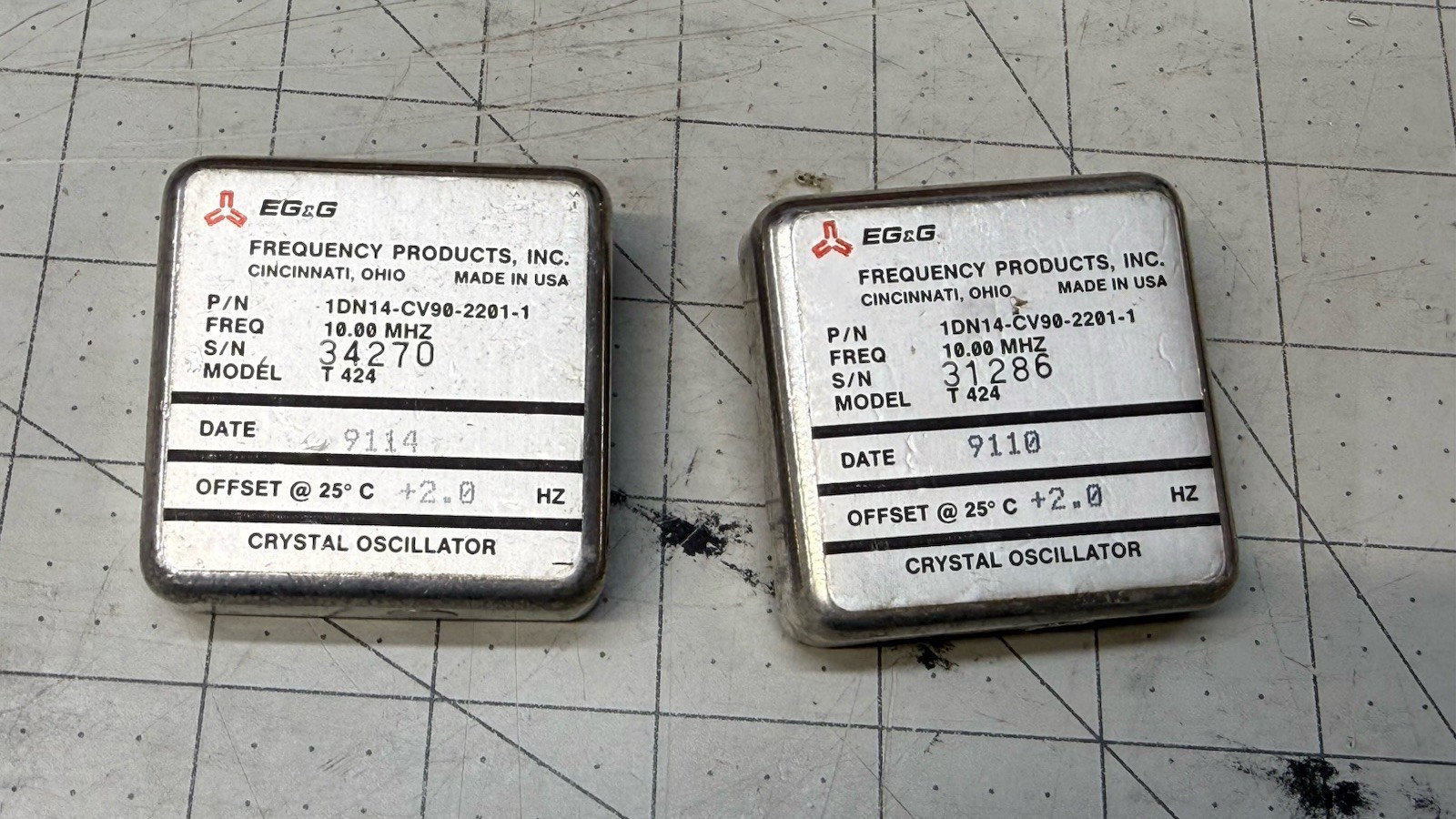 2X EG&G crystal oscillator # 1DN14-CV90-2201-1 Working Pulls See Pics 🔥
