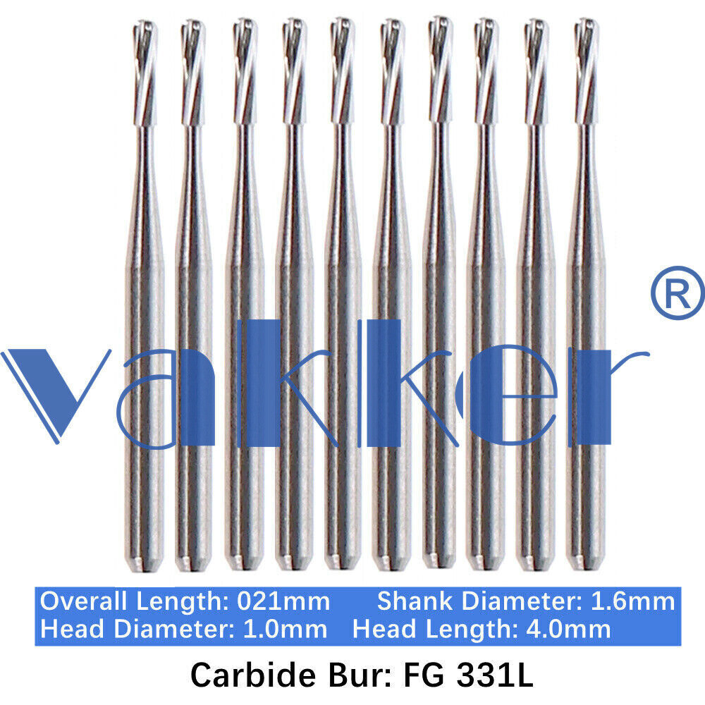 10/Pack Dental Tungsten Carbide Friction Grip Long Carbide Burs 21mm High Speed
