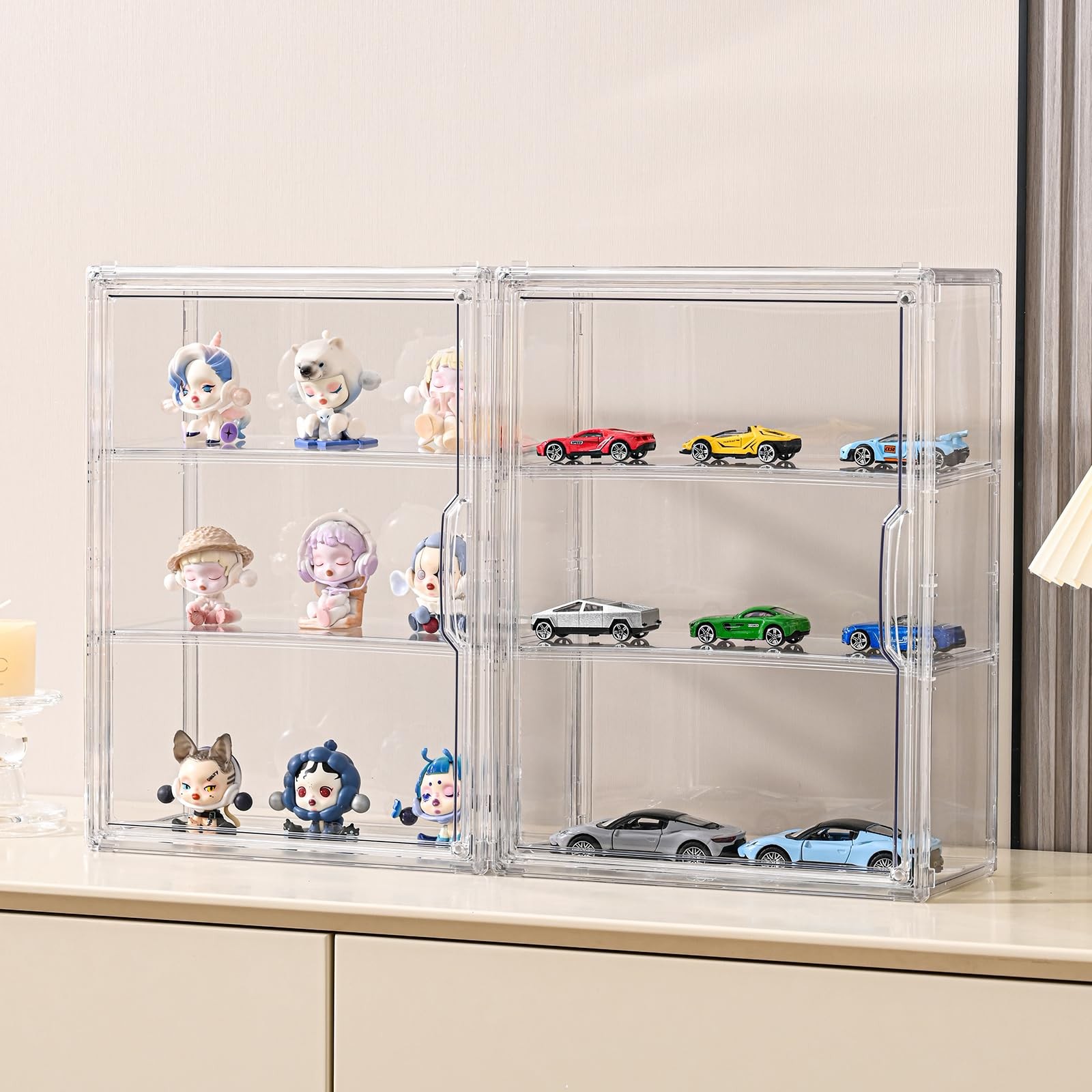 3 Tier Clear Display Case for Figures, Wall-Mounted Acrylic Storage Organizer Bo