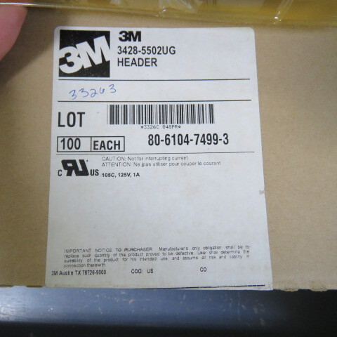 3M 3428-5502UG Qty of 10 per Lot CONN HDR 10Px2R RA 4WALL S-LATCH .062