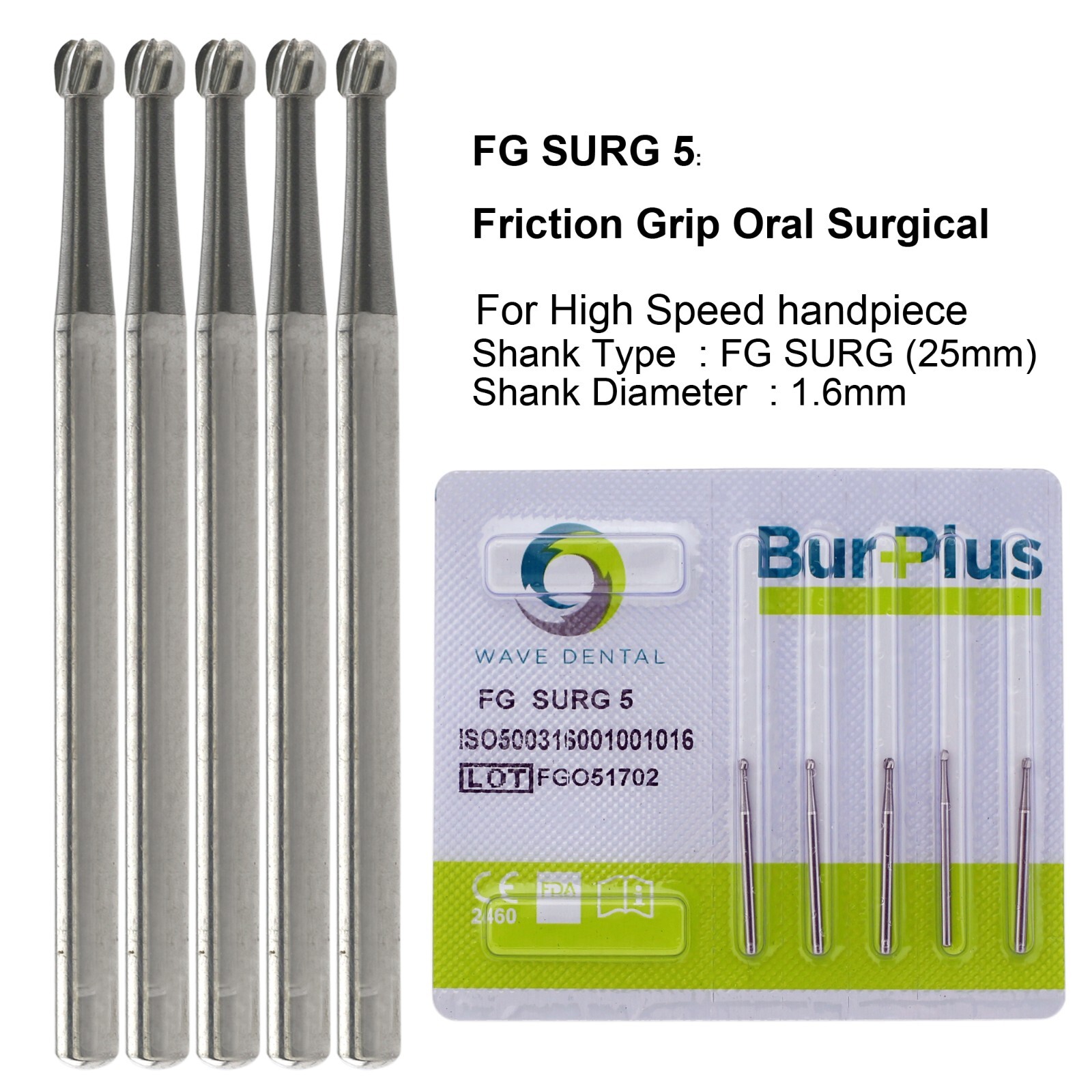 Wave Dental Surgical Bur Round 1/4 1/2 2 4 6 8 1 Carbide Bur FG High Speed 25mm