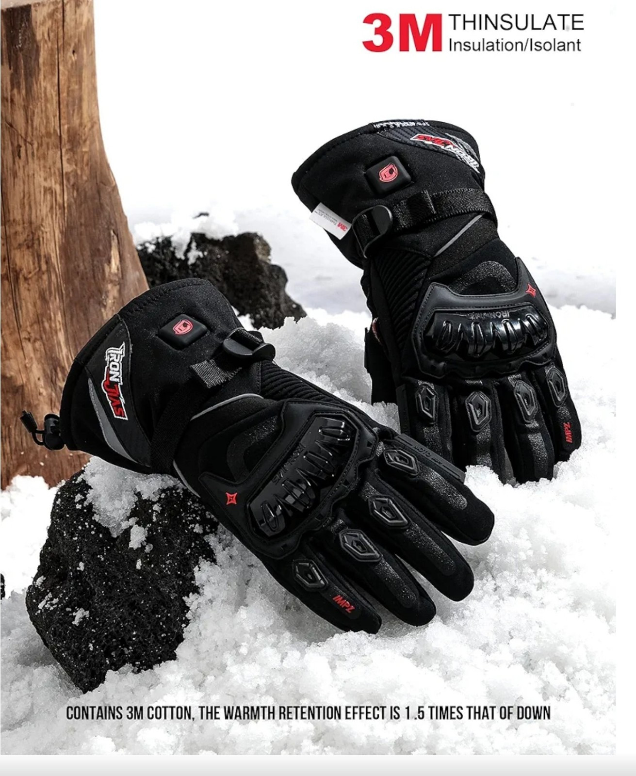 Heated Motorcycle Gloves, Waterproof Windproof Touchscreen Winter Skiing Glov…